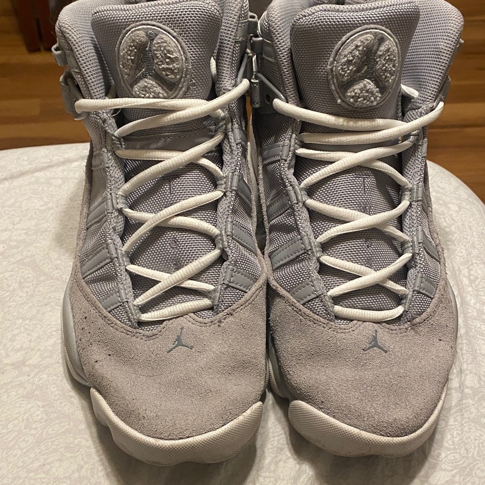 Gray High-Top Sneakers with White Laces